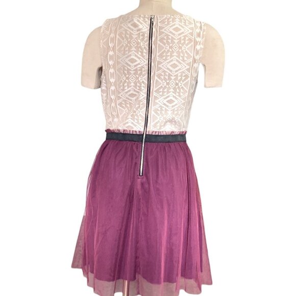 Speechless Lace & Tulle-Skirt Retro Party Dress Burgundy Skirt Sz 13 #138B - Picture 6 of 10